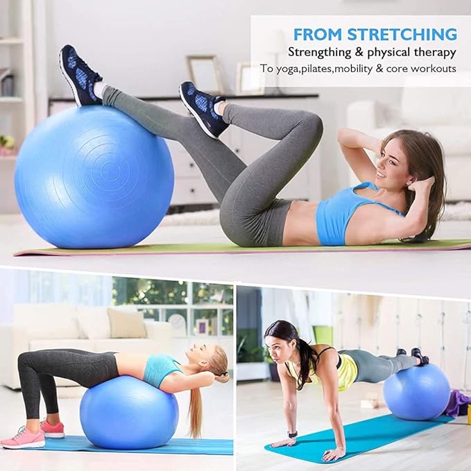 LORDEX - Anti-Burst Gym Ball – Core, Yoga & Fitness Stability Ball (Blue)