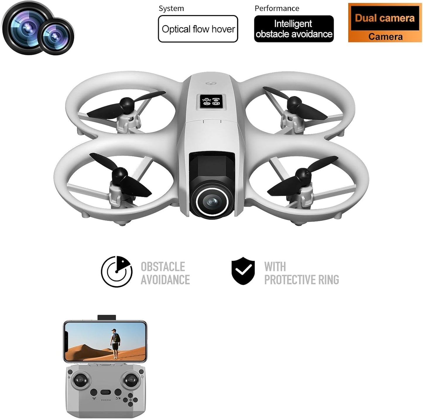HD Camera Drone with Optical Flow & LED